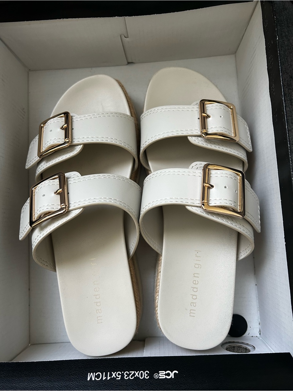 Madden Girl White Double-Buckle Platform Sandals